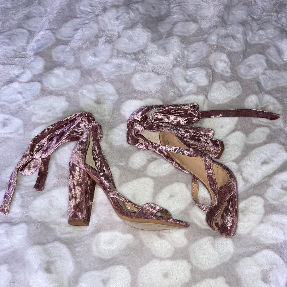 Velvet wrap around heels